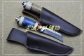 手工锻打骆驼骨北欧风格高硬度大马士革花纹钢猎刀茶刀